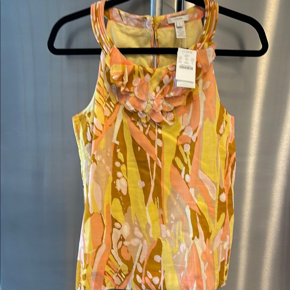J. Crew Yellow Embellished Fitted Tank Top Size 4